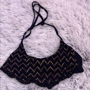NEW black and gold Chevron bathing top